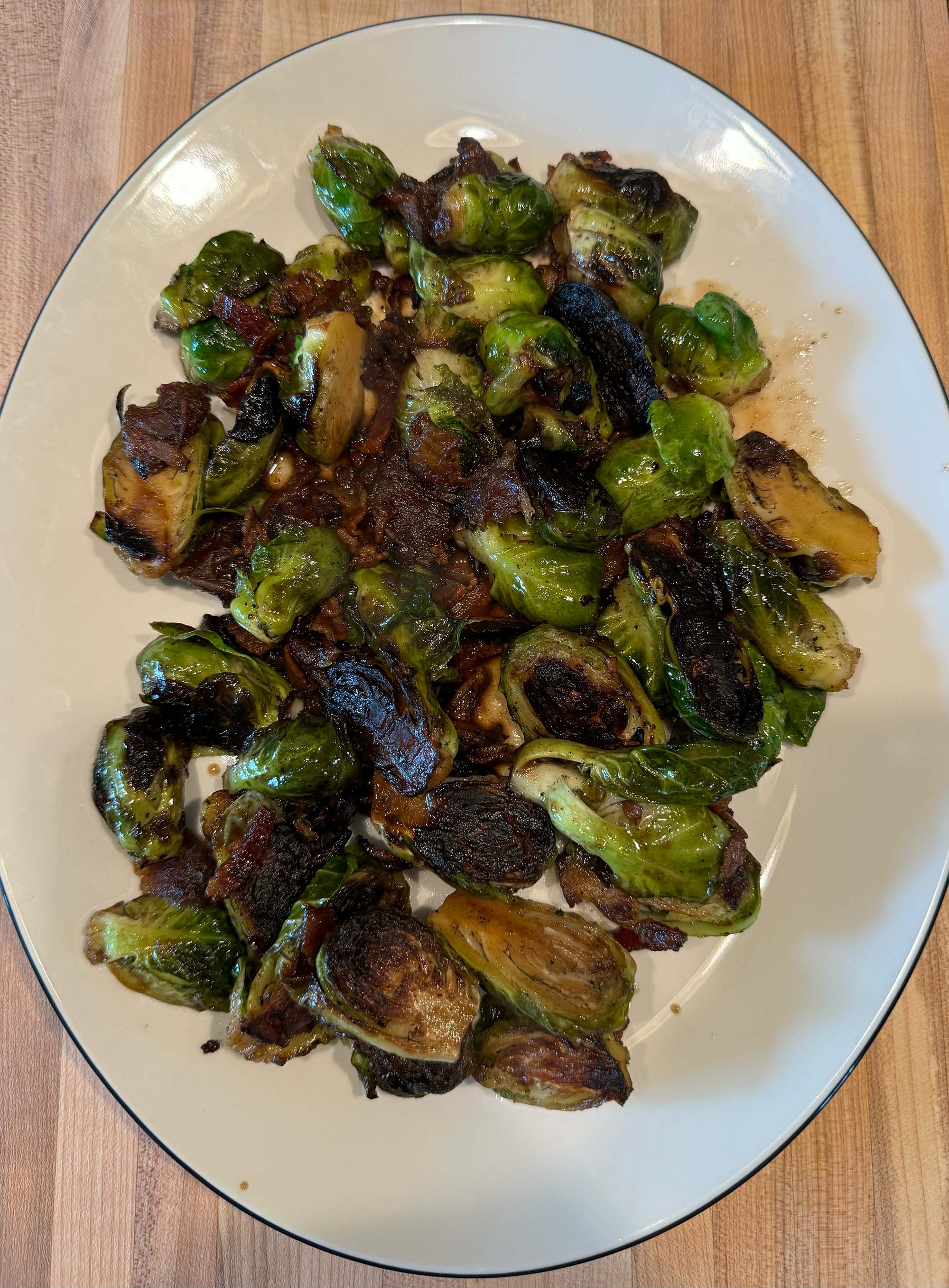 Charred Brussels Sprouts with Bacon & Dates