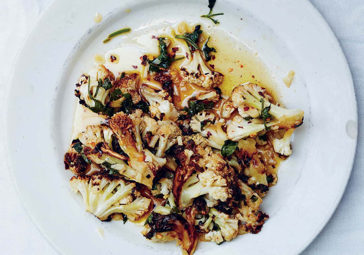 Roasted Cauliflower with Garlic, Parsley & Vinegar